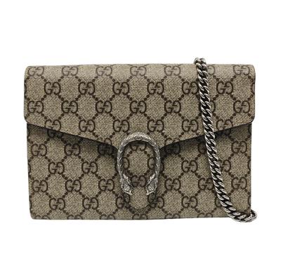 [Pre-Owned] Dionysus Tiger Head Buckle Logo Beige Lining GG High-Quality Synthetic Canvas WOC Wallet Crossbody Shoulder Bag - Excellent #7PDQ7K