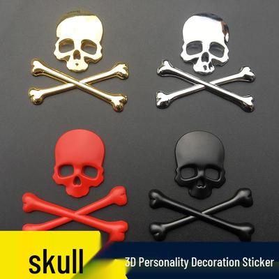 3D Kovový Znak Lebky a Samolepka na Auto pro Halloween - Ozdoba na Kapotu, Zadní Část, Bok nebo Karoserii