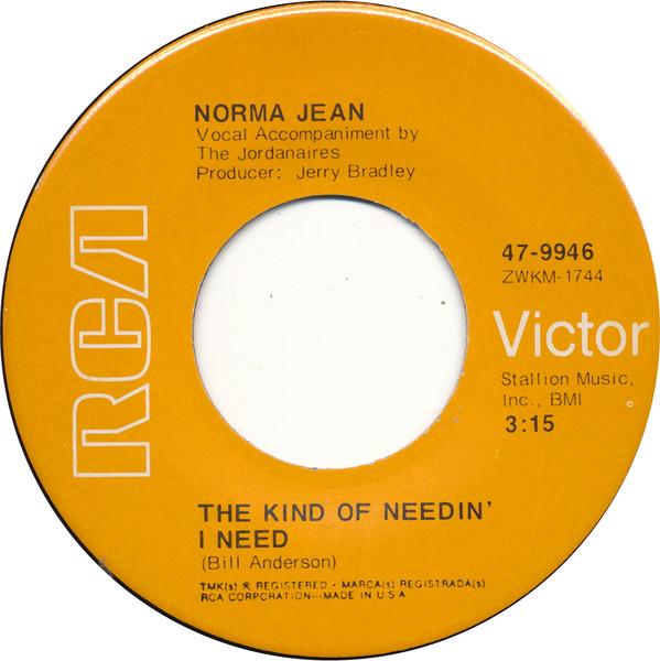 

7inch Record NORMA JEAN Kind Of Needin I Need A Little U 479946 RCA VICTOR 1971 US CountryFolk Used
