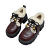 Winter Fluffy Shoes Women's 2025 New British Style Small Leather Shoes, Plush Thick-soled Warm Cotton Shoes, Casual Snow Shoes