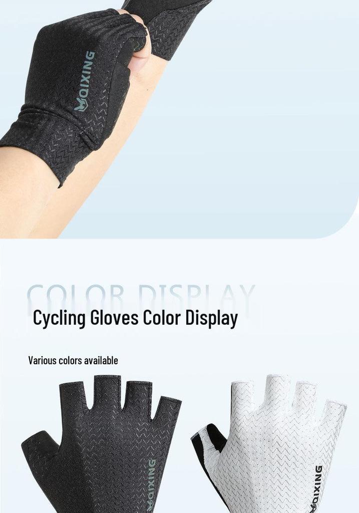 Unisex Half-Finger Cycling Gloves: Non-Slip, Shock-Absorbent, Sun-Protective, Ideal for Mountain and Road Biking.
