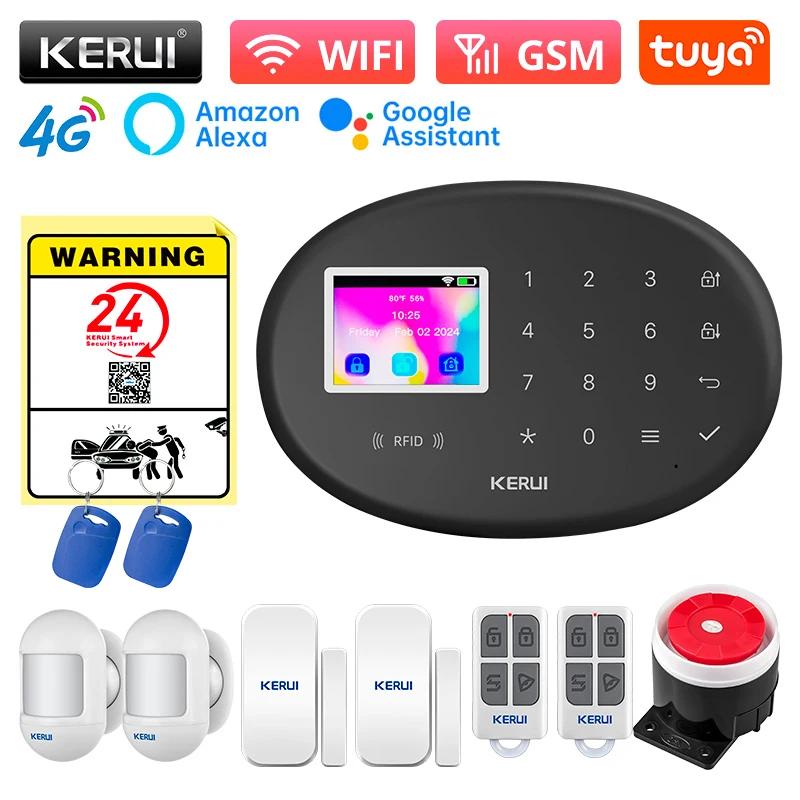 KERUI WiFi + 4G/2G Home Security Alarm System with PIR Motion Detector Door Sensor Tuya Smart Burglar Alarms Wireless Zones W204