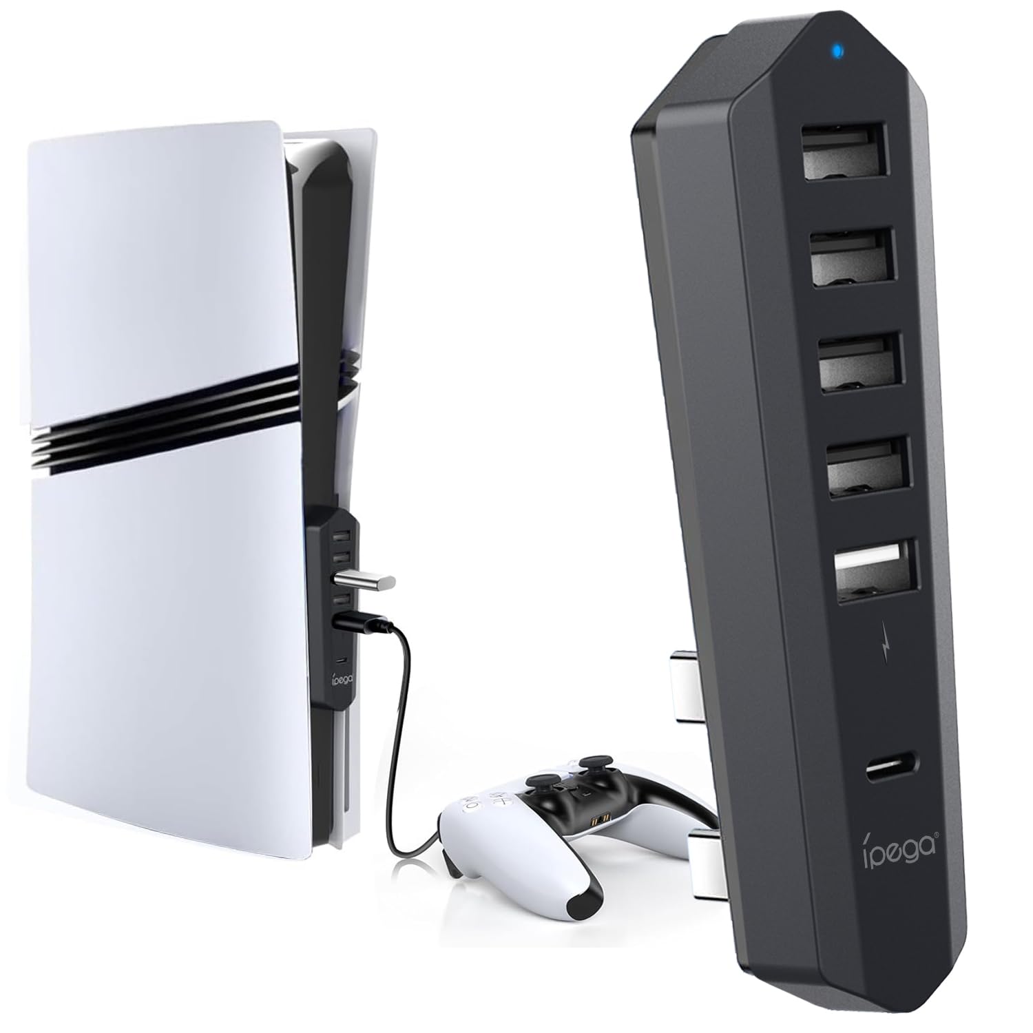 

New ipega PS5 Compatible PS5 Slim USB Expansion Hub with Integrated Easily Add USB Ports and Simultaneously Use Peripherals Such as and Keyboards чёрный