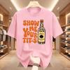 Herren Casual Kurzarm Sommer Mode T-Shirt Textmuster Oberteil Lässiger Stil Baumwoll-Oberteile