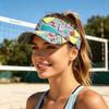 Unisex Sun Hat Breathable Hollow Top Sun Visor Hat Adjustable Size Geometric Pattern Large Brim Outdoor Running Fitness Travel Hat