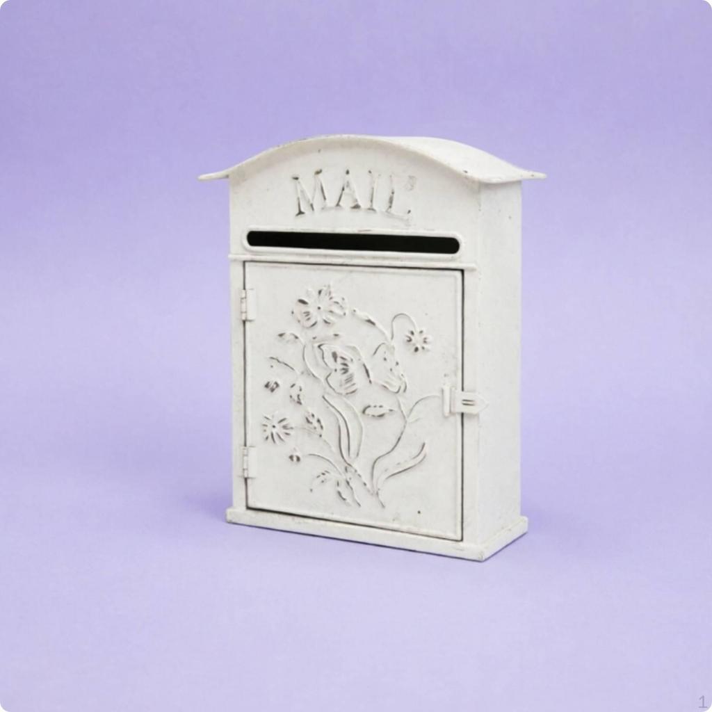 Vintage Wall Mailbox Weathered Finish Decorative Garden Floral Relief Blue