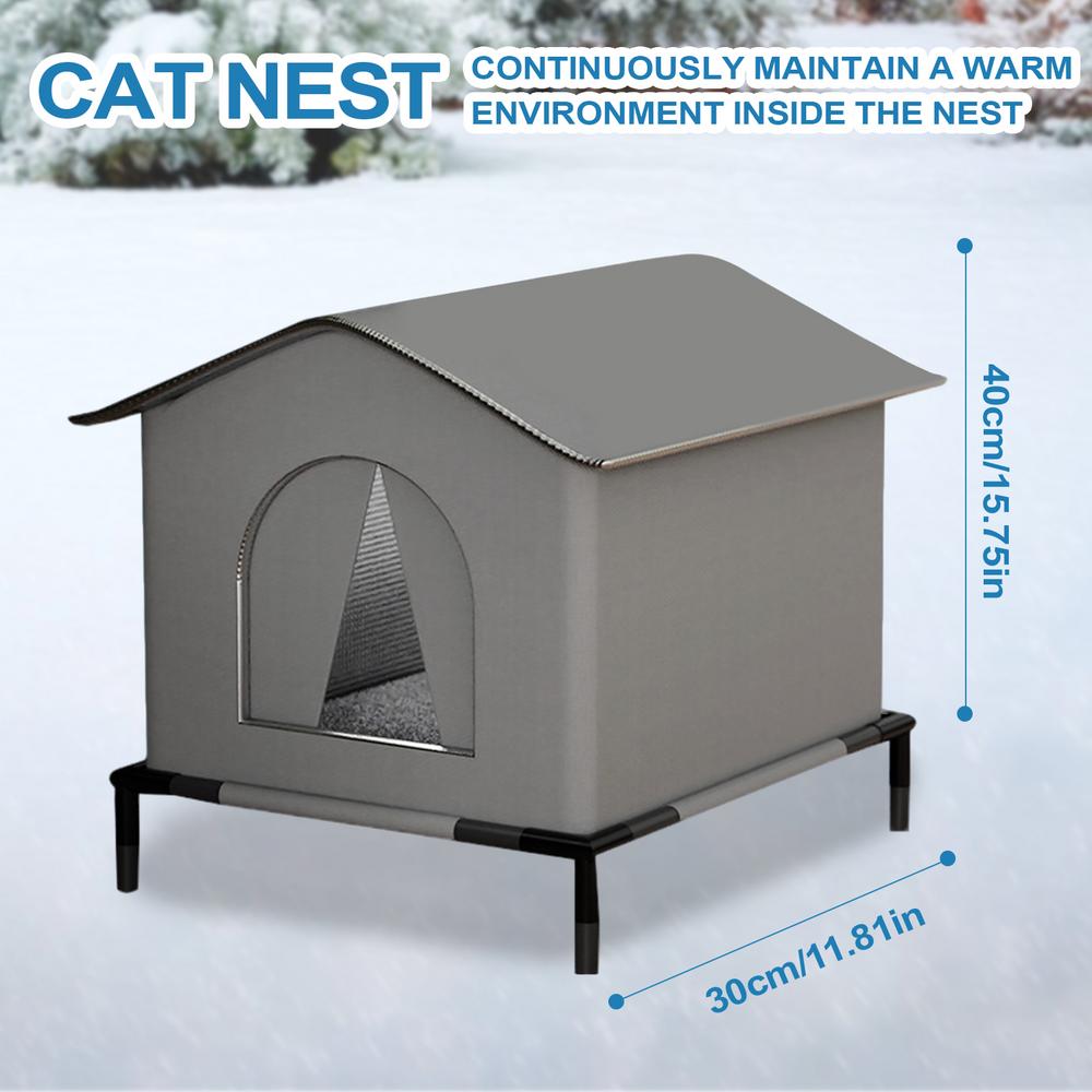 Outdoor Cat House Warm Pet Nest Shelter for Winter with Mat and Doors Cold Resistant Pet House for Backyard Winter Warm