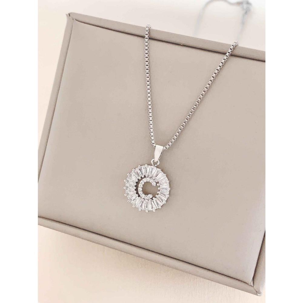 Necklace Does Not Fade, Women's Summer Square Circle Letter Necklace, Titanium Steel Necklace, Versatile High-end Clavicle Chain