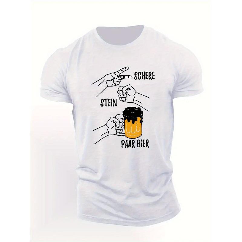 European sizes Men's German Scissors & Stone Pair T-Shirt Casual Short Sleeve Summer Top with Graphic, Round Neck Tops For Men