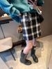 Mochie Early Spring Korean Retro Plaid High-Waist A-line Skirt MQ1094