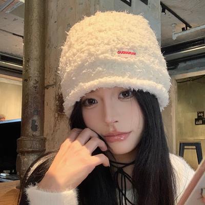 Soft Waxy Lazy Wind Knitted Crimped Head Hat Women's Autumn and Winter Thickened Warm and Cold-proof Ear Protection Pullover Hat Men