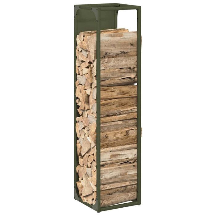 VidaXL Portant de bois chauffage vert olive 25x25x100 cm, support à bûches de cheminée, support à bûches, support à bûches 864270