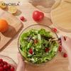 KEMORELA Große Salatschüssel aus klarem Glas - Modernes rundes Design für Eiscreme, Kuchen, Obst und Gemüse, Mikrowellen- und spülmaschinenfest