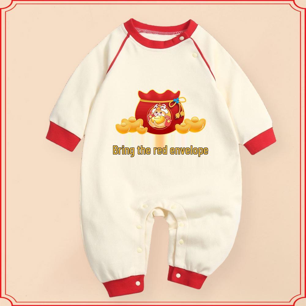 Newborn Baby Celebration Long Sleeve Cotton Romper for Spring/Autumn Photo Shoots