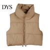 Damen Winterjacke Weste Mantel Stehkragen Nackenschutz Verdickt Gepolstert Reißverschluss Leichte Strickjacke Ärmellos Einfarbig Kordelzug Dame