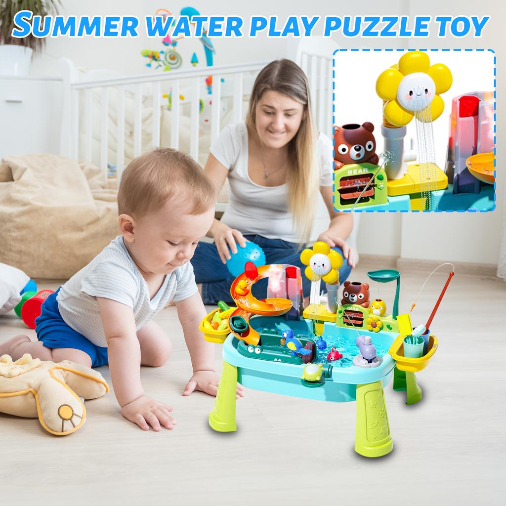 Interactive Water Table Suitable For 1-3 Year Old Children, Summer Water Play Puzzle Toys