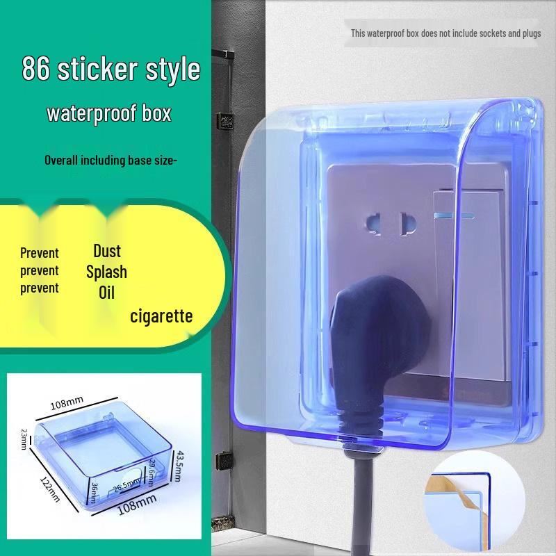 Type 86 Waterproof Switch & Socket Splashproof Cover - Transparent Adhesive Power Protection for Bathroom