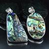 Oval-Pear Abalone Shell Gemstone 96.60 Ct Pair 925 Silver Pendant Healing Stone AR-1704-S