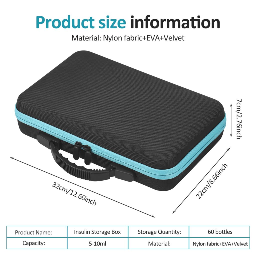 Portable Insulin Cooling Storage Box 60 Slot Insulin Vial Protector Case Suitable for Standard 5-10ml Vial Medicine Organizer