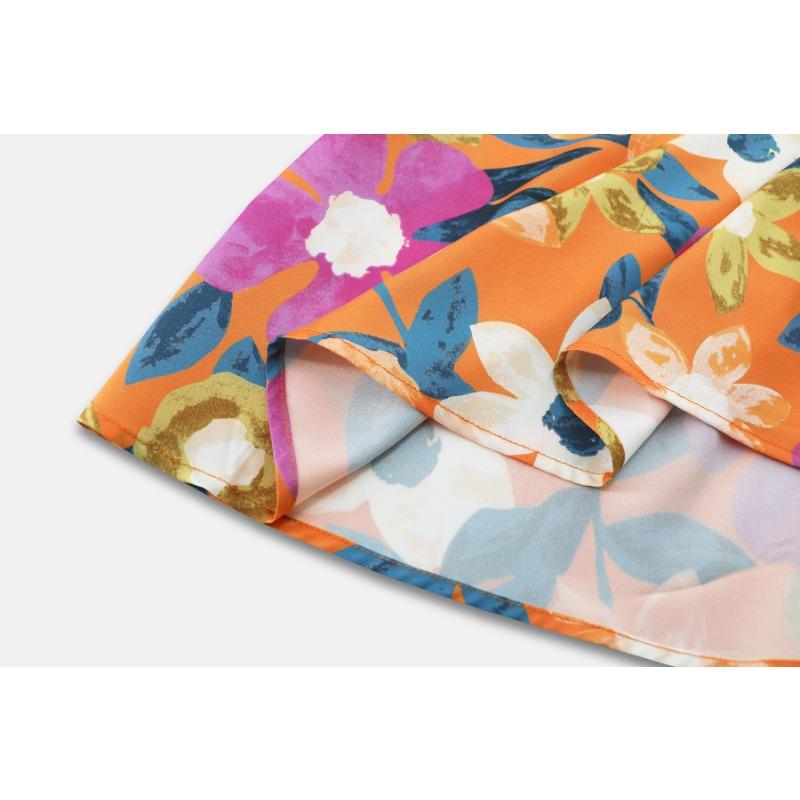 Dámské letní plážové šaty s potiskem a výstřihem do V, krátké šaty s lucernovými rukávy