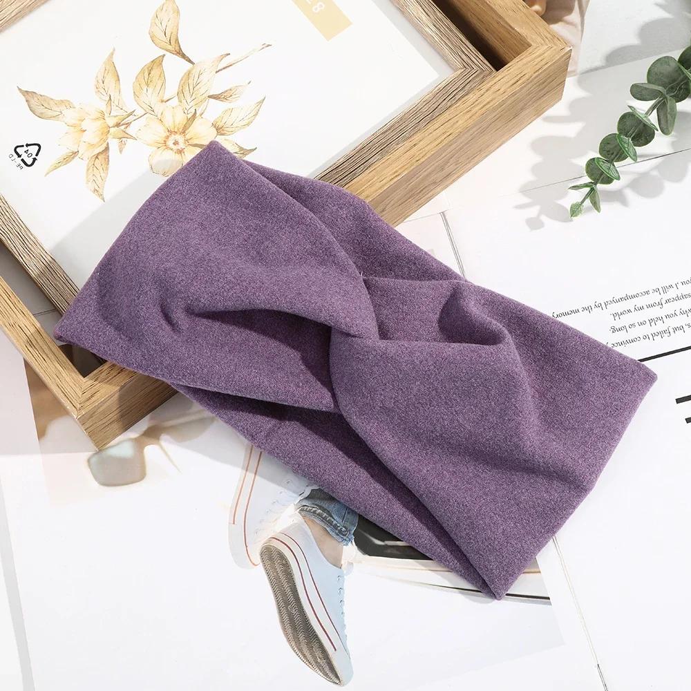 1 Pcs Retro Cross Turban Women Girls Solid Color Hairband Knitted Soft Headband Bandage Turban New Fashion Hair Accessories