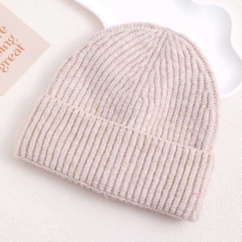 Solid Color Wool Hat Autumn and Winter Thickened Warm Knitted Hat Fashionable Versatile Cold Hat Simple Pullover Brimless Warm Hat