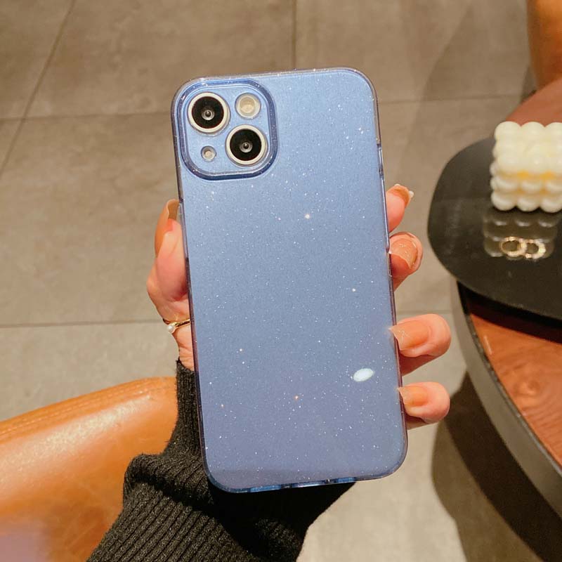 Solid Color Crystal Glitter Phone Case for IPhone 16 15 13 14 Plus 12 11 Pro Max Soft Silicone Candy Jelly Protective Back Cover