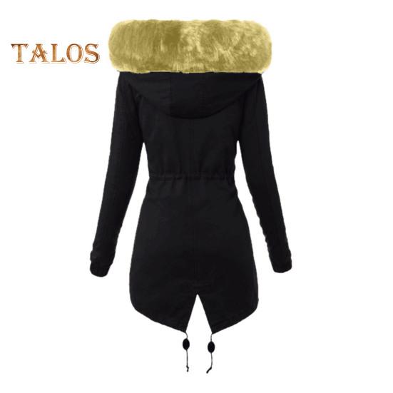 Zimní péřový kabát Polstrovaný s chlupatou kapucí a kapsami Zapínání na zip Parka Větruodolná Udržování tepla Denní svrchní bunda za chladného počasí