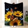 Yellow Sunflower Blanket Colorful Butterflies Design Soft Fleece Throw Cozy Bedding Decor For Spring Summer Season Gift Ideas