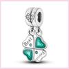 925 Silver Green Color Charms Temperament Cactus Avocado Charm Four Leaf Bead For Bracelet Jewelry Making