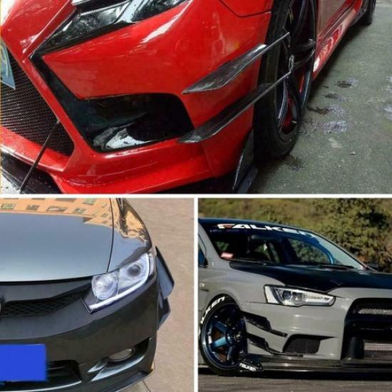 4Pcs Carbon Fiber Car Bumper Canard Fin Splitter Diffuser Valence Spoiler Lip