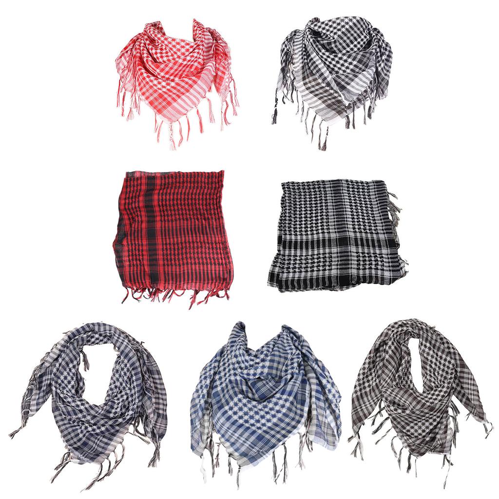 Multiuse Arafat Hijab Scarf Tassels Shawl Bandana Adult Desert Arab Shemagh Headscarf Arabian Dubai Saudi Head Covering