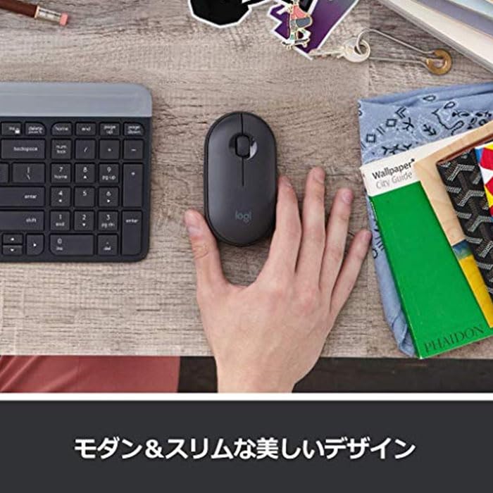 Logitech Pebble M350GR Wireless Mouse, Slim, Bluetooth, Silent, Graphite, Black [Parallel Import]