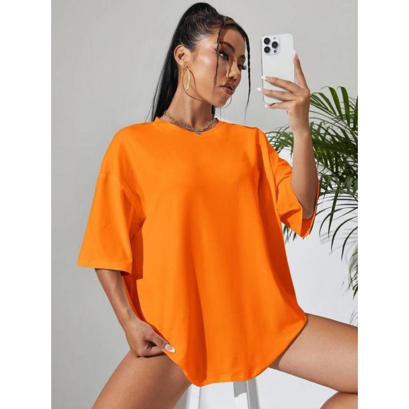 Dámské bavlněné tričko s krátkým rukávem v jednobarevném provedení, pro fitness, měkké, prodyšné, pohodlné oblečení, základní, univerzální, volné