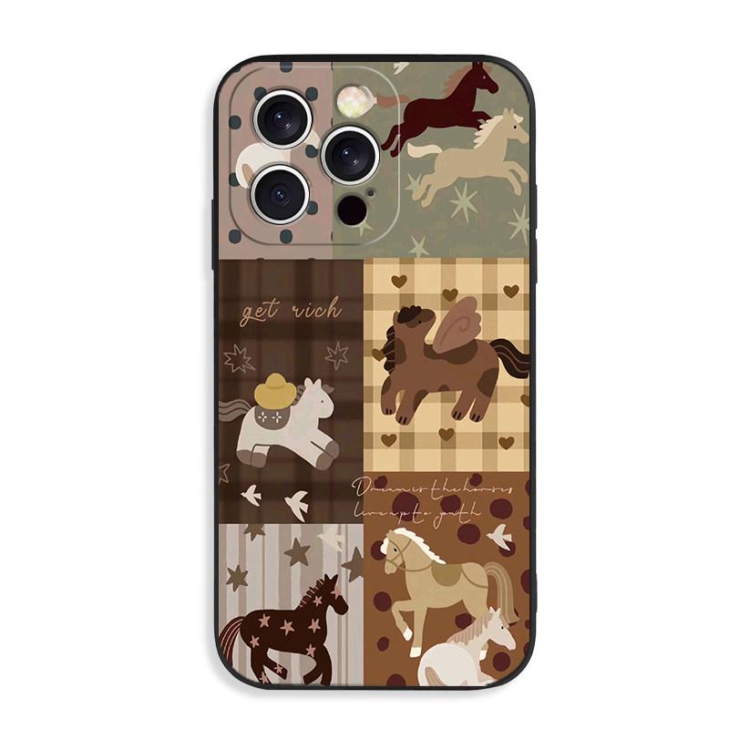 

Patchwork Pony Frosted Silicone Protective Case for Apple 11 Pro Max, 12 Mini, and 17 Model 16 Plus Apple 13 Mini