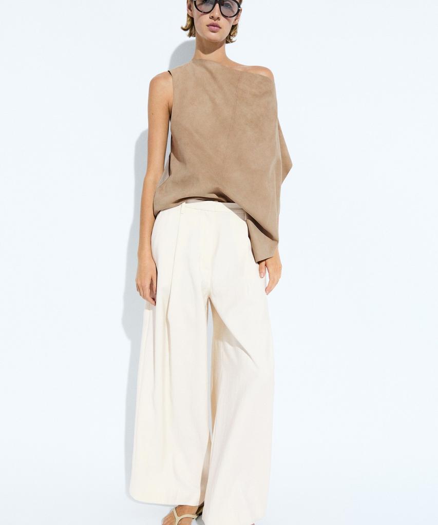 Masimodutti Crop Wide Leg Fluid Pants