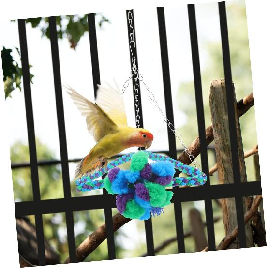POPETPOP Rope Birds Accessories Cage Triangle Bird Perch Climb The Stairs Toy Parrot Bird Cage Hammock Bird Perch Small Parrot Product Striped Bass