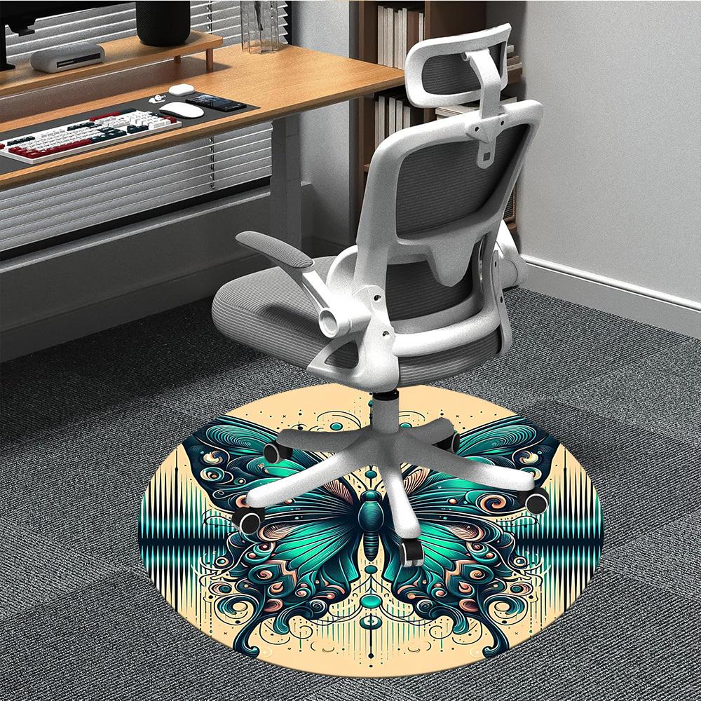 1pc Butterfly Floral Ornament Chair Carpet for Office, Soft Comfortable Mat For Office, Living Room, Bedroom, Machine Washable Carpet yy251112203 80cm by 80cm