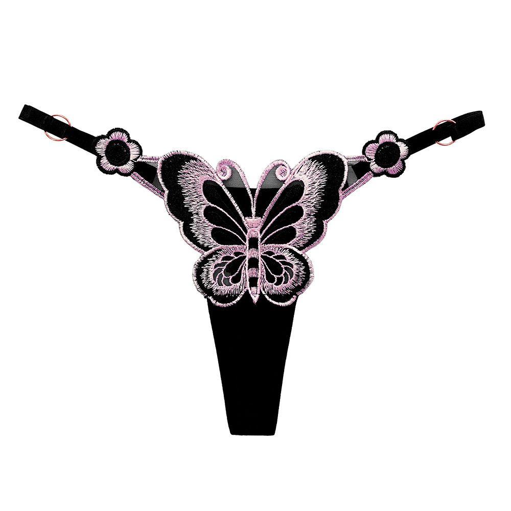 Butterfly Pattern Briefs Embroidery Solid Color Sexy Underwear Lingerie Women Panties Underpant