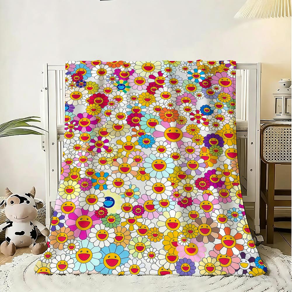 T-TakashiS M-MurakamiS Wurf Weiche Flanell-Kuscheldecke, Leichte Atmungsaktive Sommer-Nickerchen-Decke Für Zuhause Reisen Gemütliche Dekoration