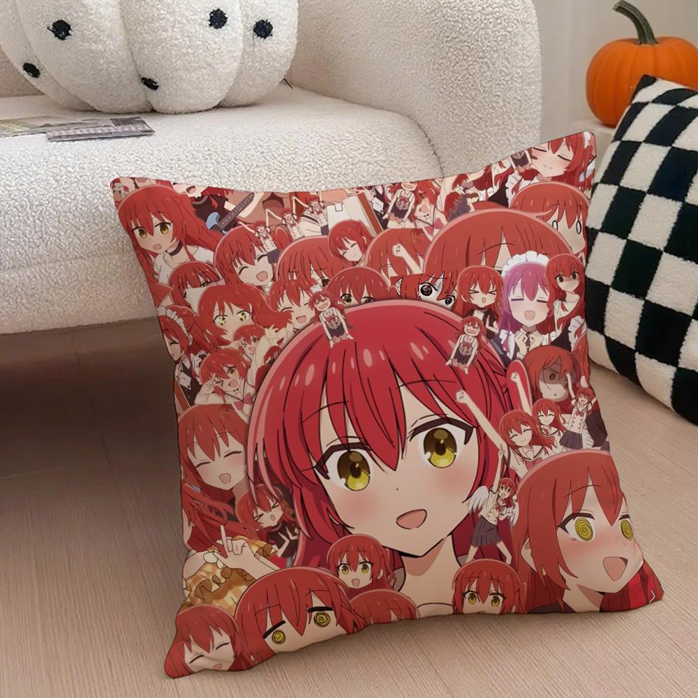 Shy Cute Japanese Anime BBocchi The Rock Cushion Cover Throw Pillow Cover Hidden Button Durable Polyester Chair Cushion