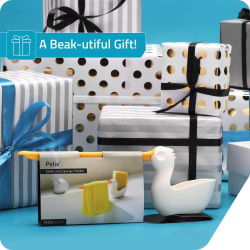 PELEG DESIGN Pelix Cloth & Sponge Holder, Pelican, for Sinks, Convenient Storage, Suction Cup, Kitchen Towel, 91757