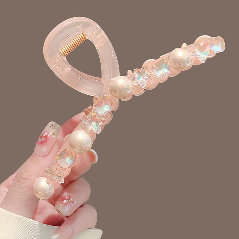 

Элегантная французская заколка-краб для волос класса люкс для причесок «пучок» светло-розовый