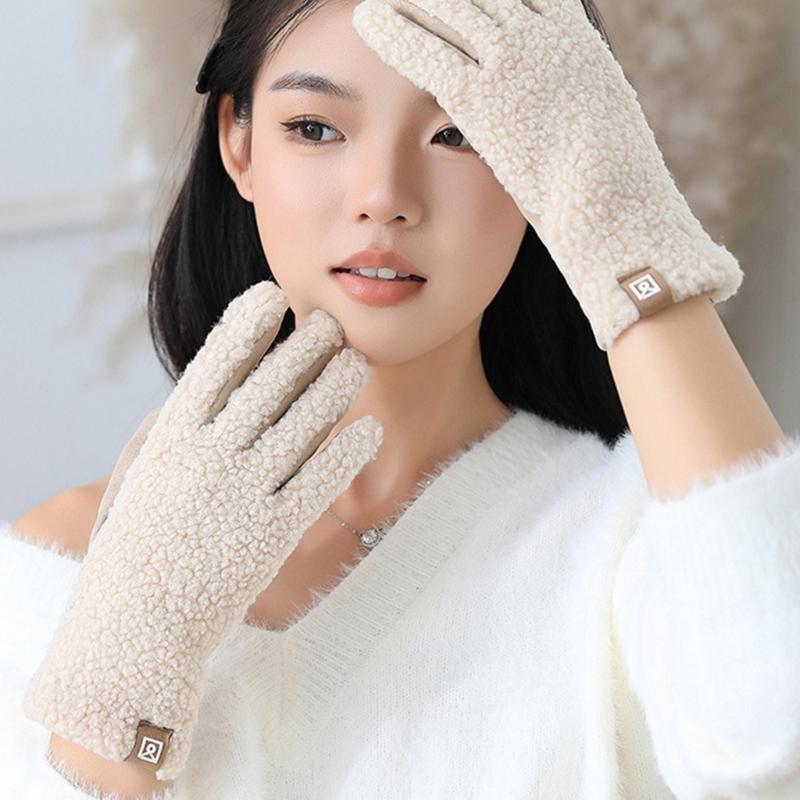 Thermals Gloves For Women Soft Faux Shearling Lined Winter Gloves Cold Weather Outdoor Activity Cycling Skiing