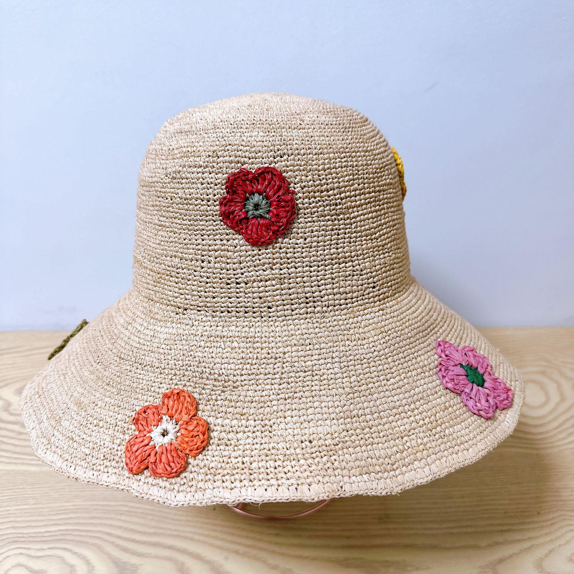 Japanese hand hook raffia bucket bag women s straw woven large capacity shoulder bag embroidered flower versatile vacation beach bag