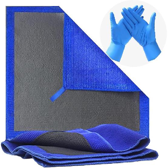 

Microfiber Clay Bar Towel Pack of 2 with 2 Gifted Gloves Fine Grade Auto Detailing Towel Clay Bar Alternative (Blue) темно-синий