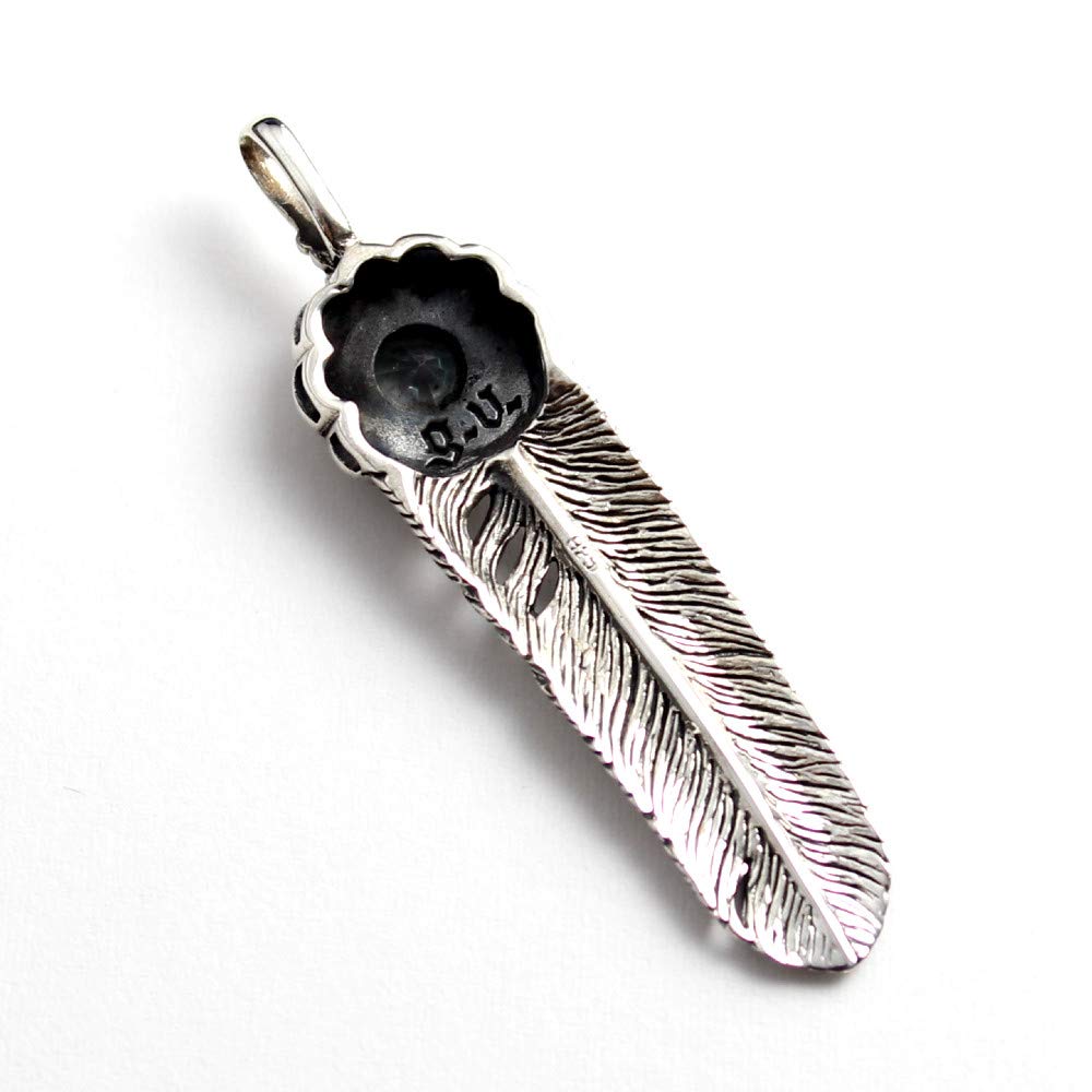 Feather Eagle Feather Zirconia Sterling Silver 925 Pendant for Women and Men - Native American Style