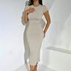 Women's Spring and Summer Solid Color Temperament Slim Short-sleeved Dress