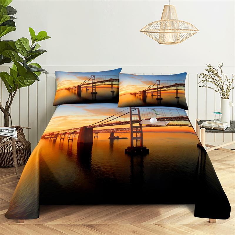 Bedding Sets Green Forest Print Bed Sheet Fashion Design Double Flat Sheet Boys Girls Bed Sheet Set Bed Sheets and Pillowcases