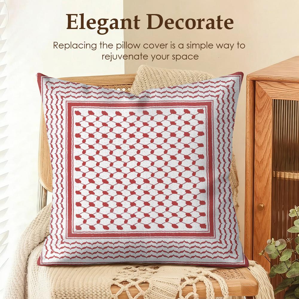 Arabic Keffiyeh Traditional Cushion Cover Natural Linen Organic Fabric Double-Sided Printing Sofa Home Decor Gift Pillow Case